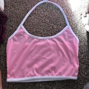 Pink over the head crop top
